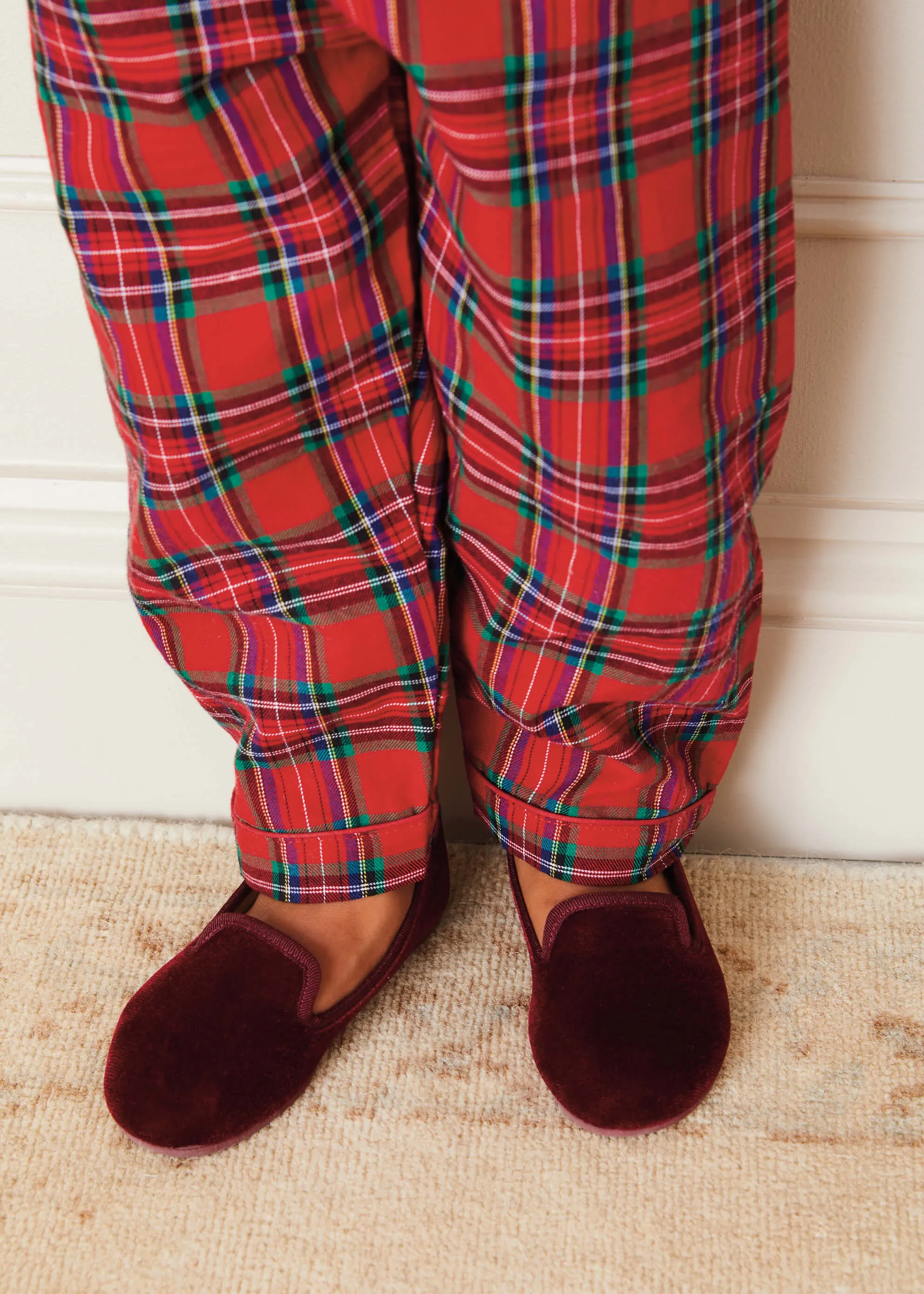Velvet Slippers In Burgundy (24-34EU)