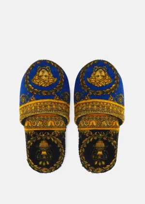 Versace I Heart Baroque  Print Blue Bath Slippers
