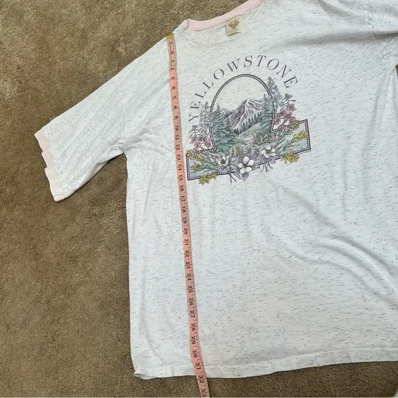 Vintage 90s Yellowstone T-Shirt Dress Sleep Pajama XXL Pink Gray Outdoor Graphic