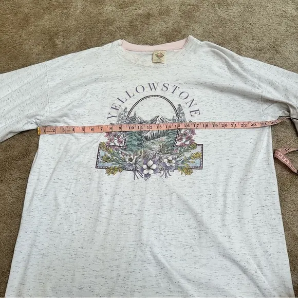 Vintage 90s Yellowstone T-Shirt Dress Sleep Pajama XXL Pink Gray Outdoor Graphic