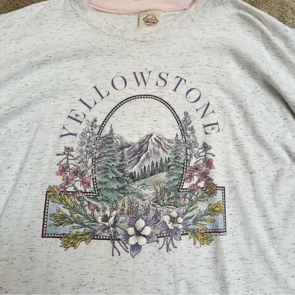 Vintage 90s Yellowstone T-Shirt Dress Sleep Pajama XXL Pink Gray Outdoor Graphic