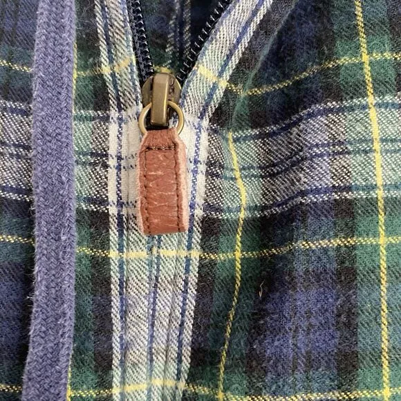 Vintage L.L. Bean Ladie’s Cotton Flannel Chamois Zip-Up Plaid Shirt Jac Size S