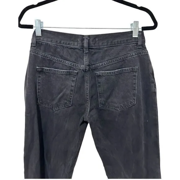We The Free People Distressed Straight Leg Jeans Black Denim Dark Wash Size 26