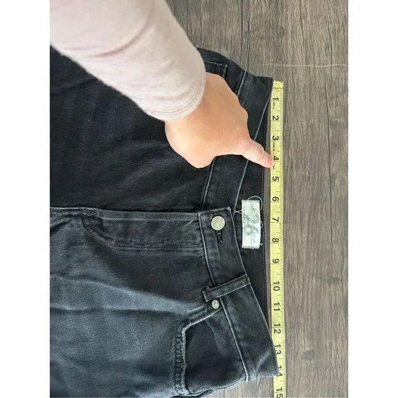 We The Free People Distressed Straight Leg Jeans Black Denim Dark Wash Size 26