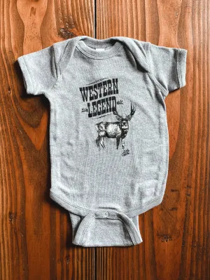 “Western Legend” Graphic Bodysuit in Heather Gray