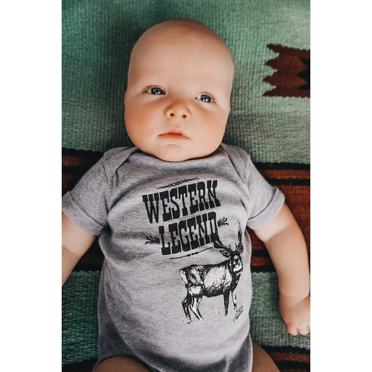 “Western Legend” Graphic Bodysuit in Heather Gray