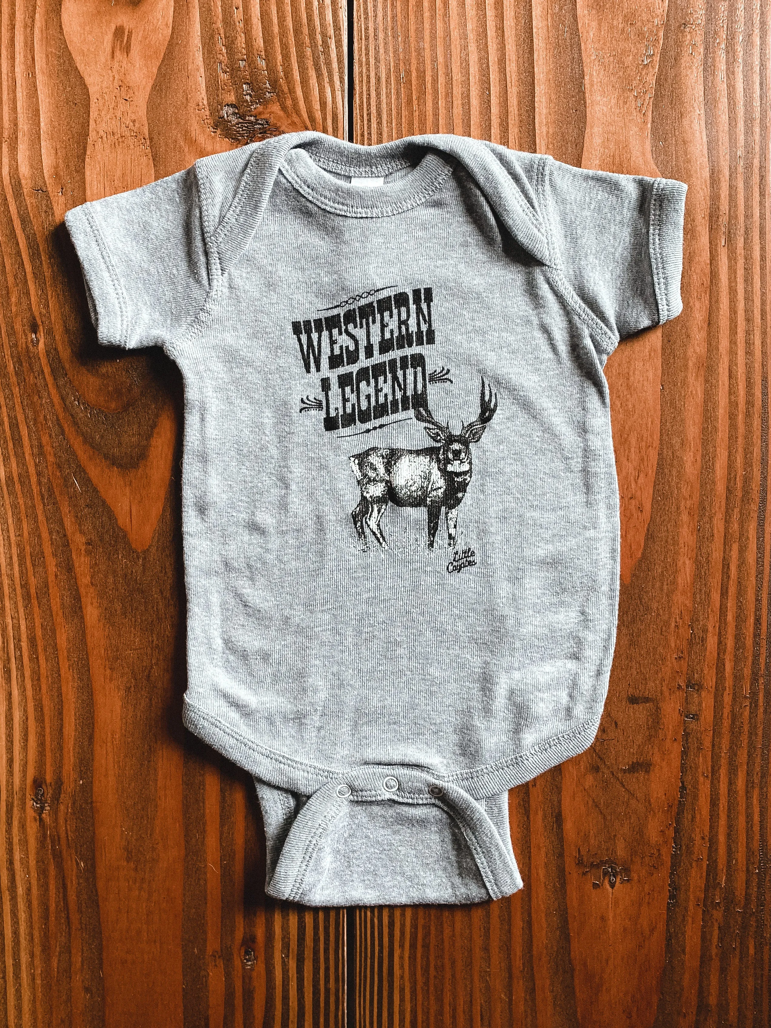 “Western Legend” Graphic Bodysuit in Heather Gray