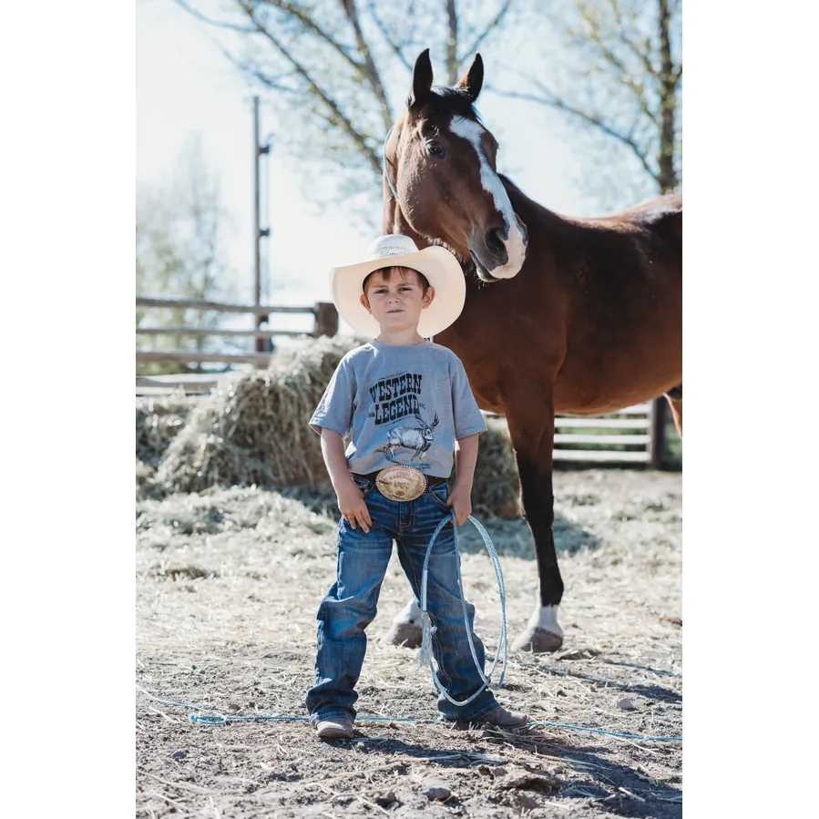 “Western Legend” Kids Graphic Tee in Heather