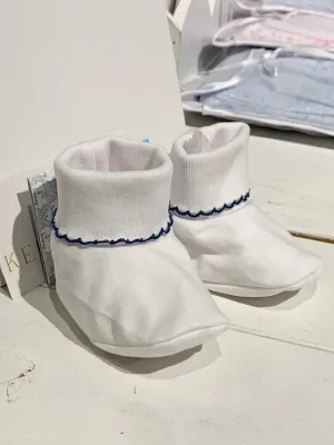 White/Navy Kissy Basics Booties