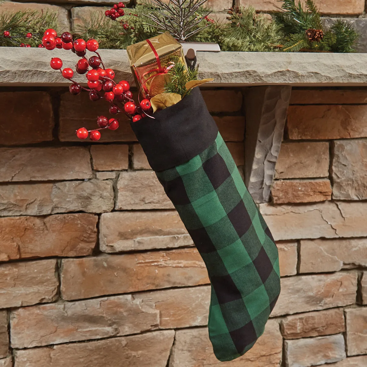 Wicklow Check Stocking - Forest