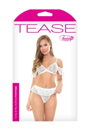 Wilhelmina Bralette Top & Panty - White - Small/  Medium