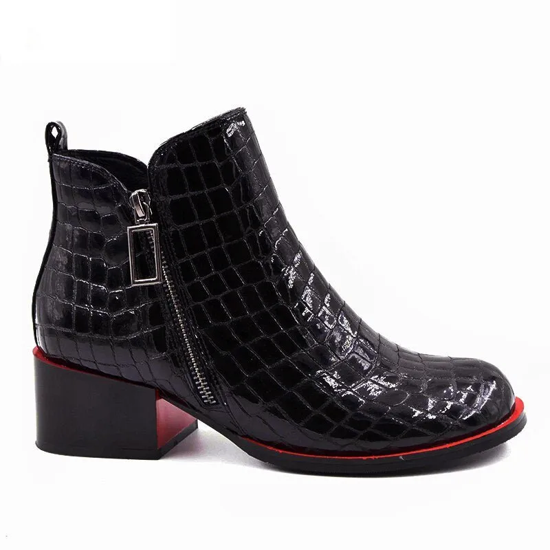 Woman Winter Warm Wool Snow Square heel Boots