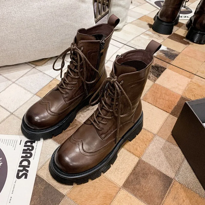 Women Winter Fleece Lining Warm Moto Biker Ankle Boots