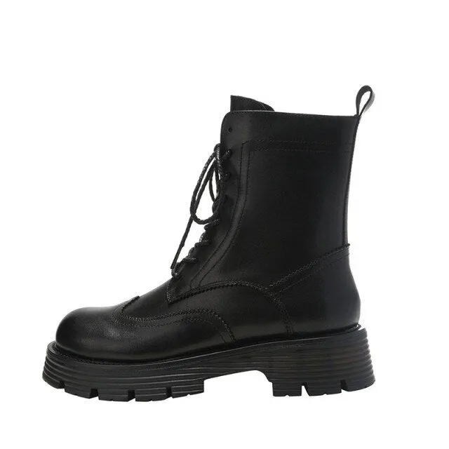 Women Winter Fleece Lining Warm Moto Biker Ankle Boots