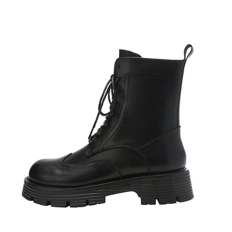 Women Winter Fleece Lining Warm Moto Biker Ankle Boots