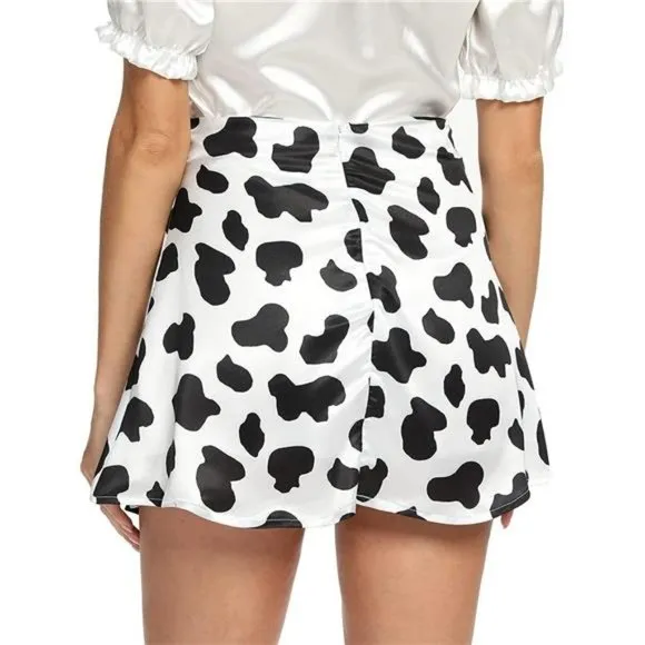 Women's Casual Floral Print Satin Silk High Waist Zipper Mini Short Skirt