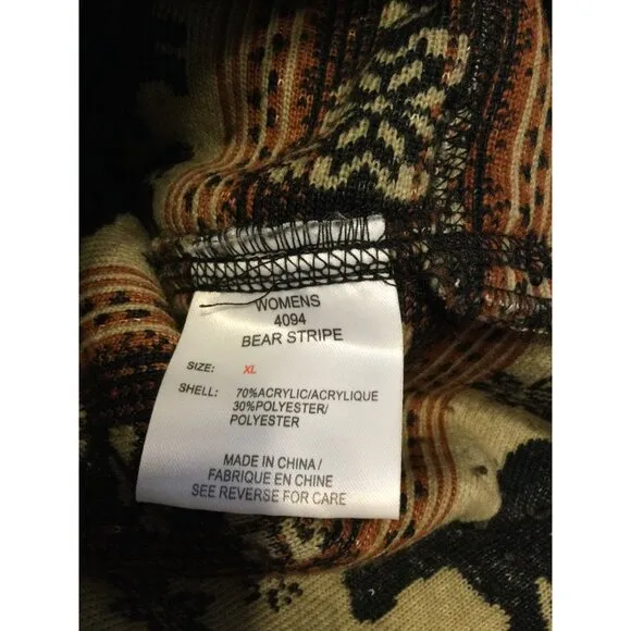Woolrich Womens Bear Stripe Fleece Zip Up Jacket Size XL All Over Pattern Nature